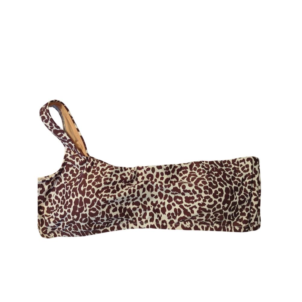 J.‎ Crew Leopard Print One Shoulder Bikini Top 3X Classic Pool Beach Vacation
